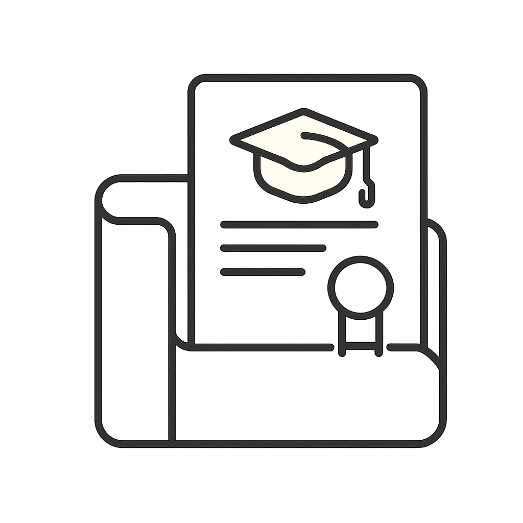 An icon for a person with a graduation cap as a picture. It is an outline in black with white filling style on a dark-gray...